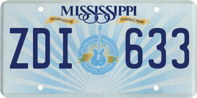 MS license plate ZDI633