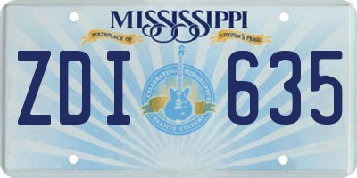 MS license plate ZDI635