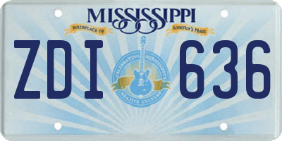 MS license plate ZDI636