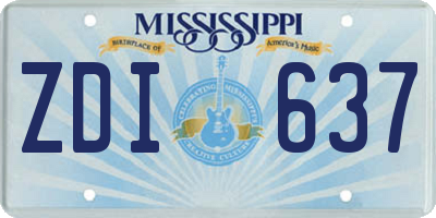 MS license plate ZDI637