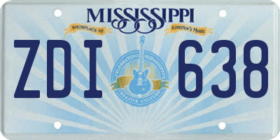 MS license plate ZDI638