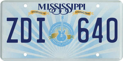 MS license plate ZDI640