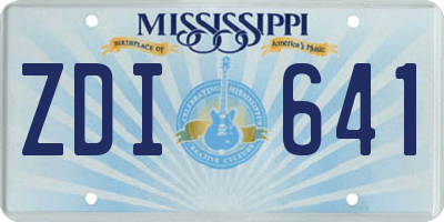 MS license plate ZDI641
