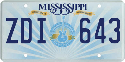 MS license plate ZDI643