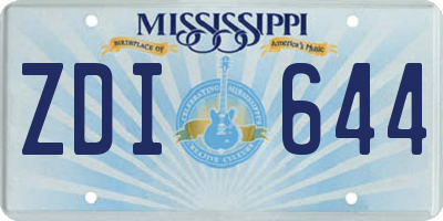 MS license plate ZDI644