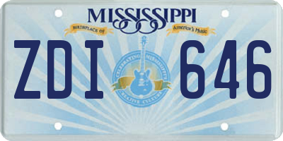 MS license plate ZDI646