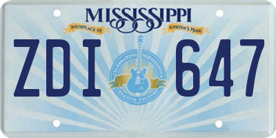 MS license plate ZDI647