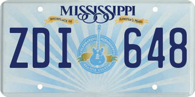 MS license plate ZDI648