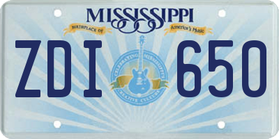 MS license plate ZDI650