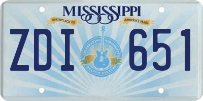 MS license plate ZDI651
