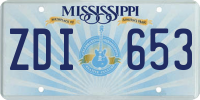 MS license plate ZDI653