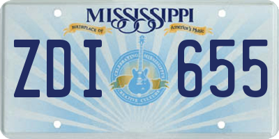 MS license plate ZDI655