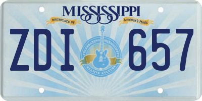 MS license plate ZDI657