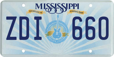 MS license plate ZDI660