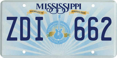 MS license plate ZDI662