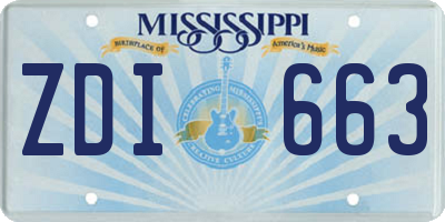 MS license plate ZDI663