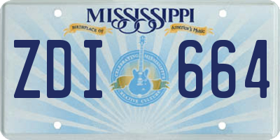 MS license plate ZDI664