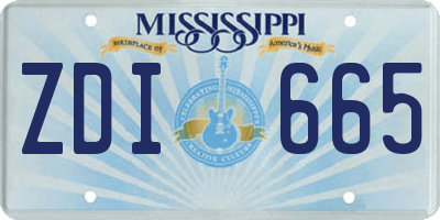 MS license plate ZDI665