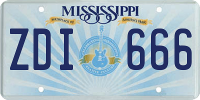 MS license plate ZDI666