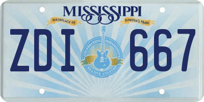 MS license plate ZDI667