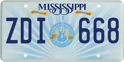 MS license plate ZDI668
