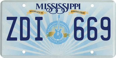 MS license plate ZDI669