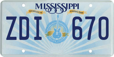 MS license plate ZDI670