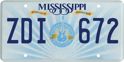 MS license plate ZDI672