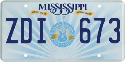 MS license plate ZDI673