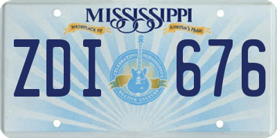 MS license plate ZDI676