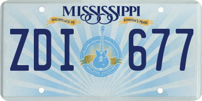 MS license plate ZDI677