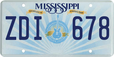 MS license plate ZDI678