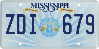 MS license plate ZDI679