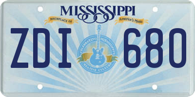 MS license plate ZDI680