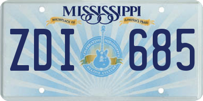 MS license plate ZDI685
