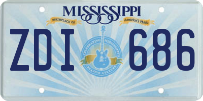 MS license plate ZDI686