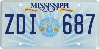 MS license plate ZDI687
