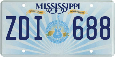 MS license plate ZDI688
