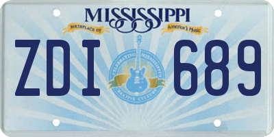 MS license plate ZDI689