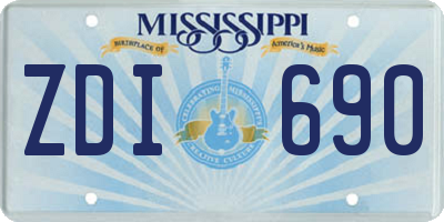 MS license plate ZDI690