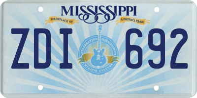 MS license plate ZDI692