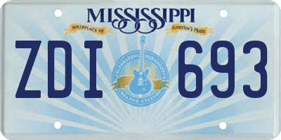 MS license plate ZDI693