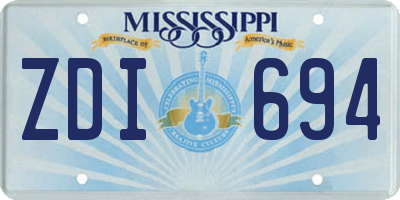 MS license plate ZDI694