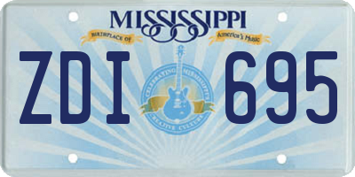 MS license plate ZDI695