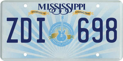 MS license plate ZDI698