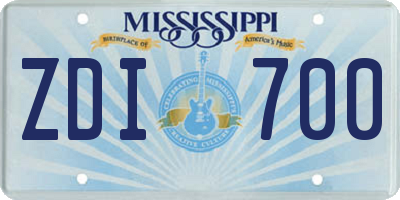 MS license plate ZDI700