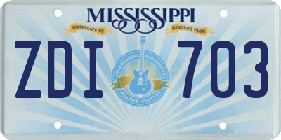 MS license plate ZDI703