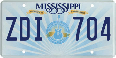 MS license plate ZDI704