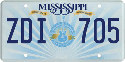 MS license plate ZDI705