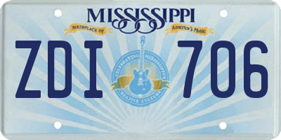 MS license plate ZDI706